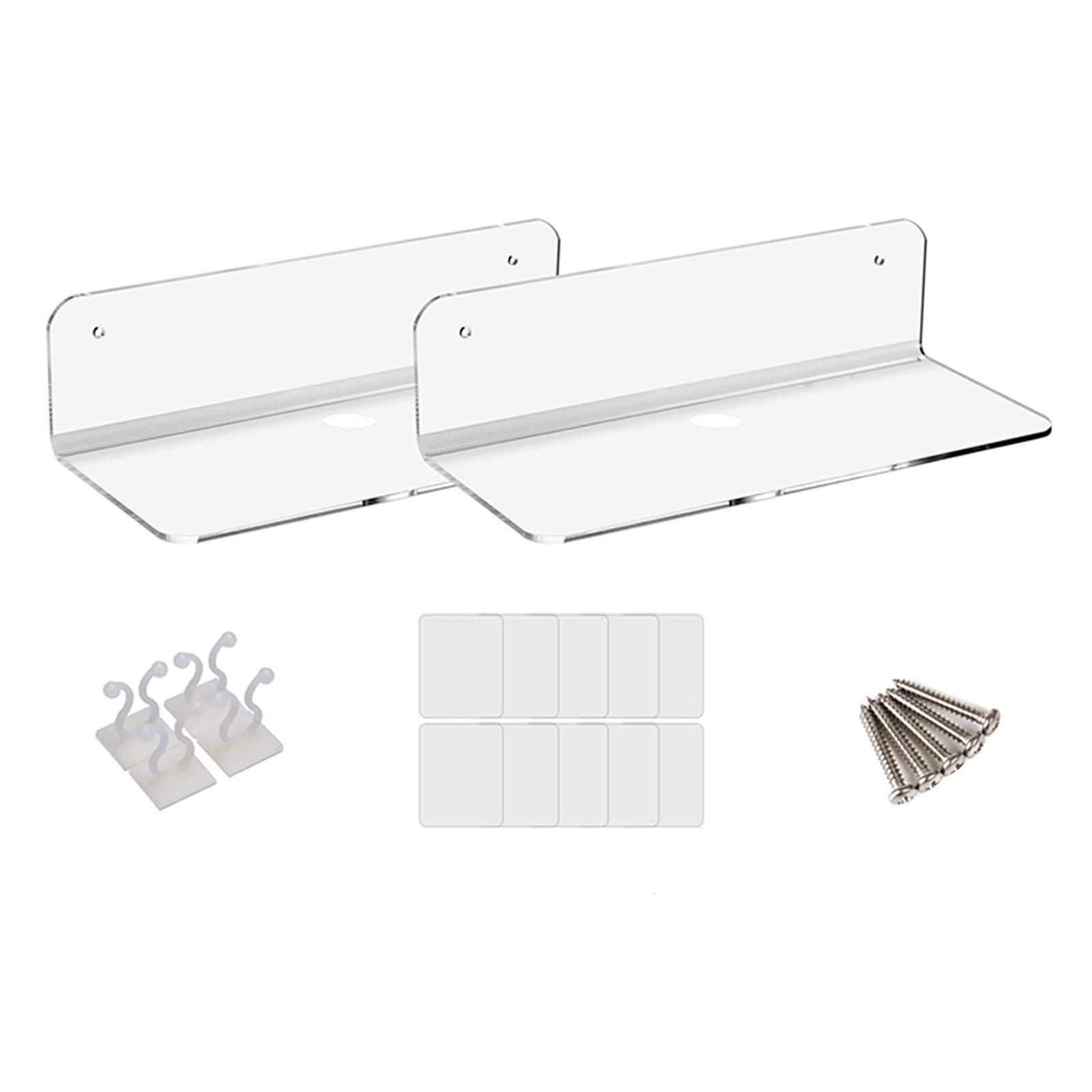 2X 2x Acrylic Floating Wall Rack Small Display Shelf for Wireless Speaker Clear