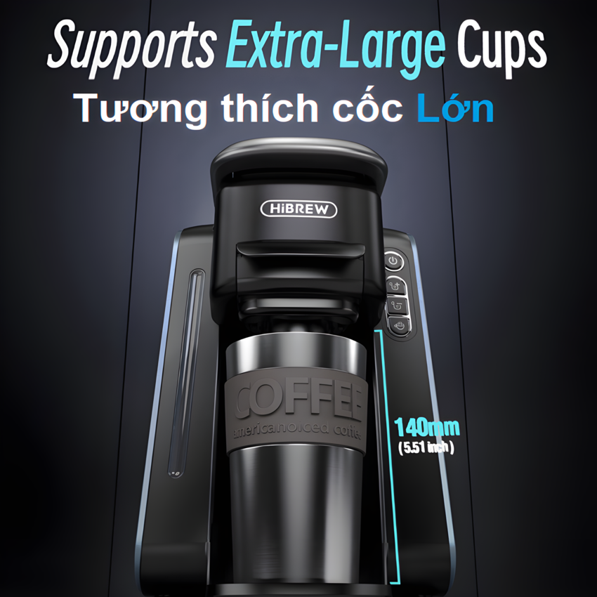 Máy pha cà phê 4 trong 1, Espresso, Viên Nén Nespresso, Nescafe Dolcegusto, Kcup thương hiệu Mỹ cao cấp HiBREW H6 - Hàng Nhập Khẩu