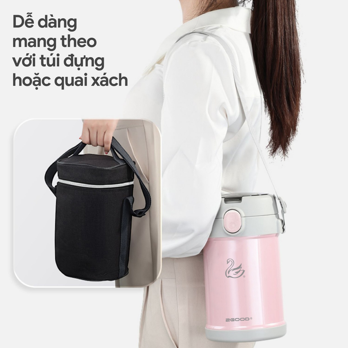 Bộ Hộp Cơm Giữ Nhiệt 2GOOD Lunch Box HC01 - Kèm Muỗng và Đũa Inox 304
