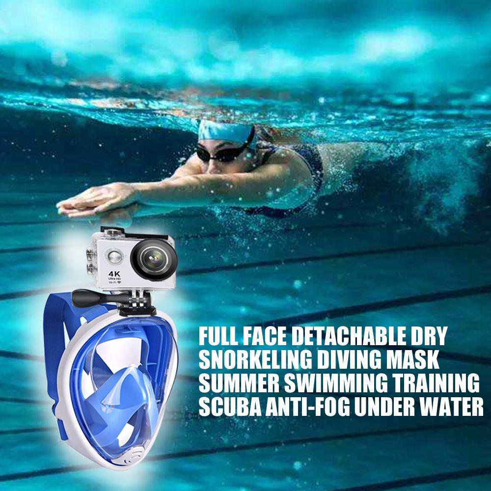 Mặt nạ lặn full face có ống thở có thể tháo rời, tầm nhìn rộng 180 độ, ống thở dài 226mm