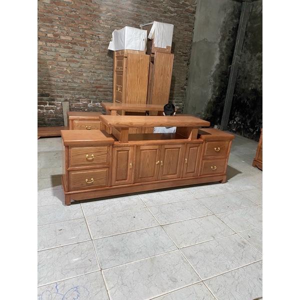 Kệ tivi sồi Sơn màu hương vàng và óc chó.