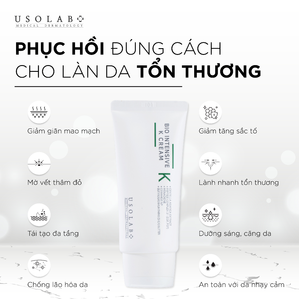 Kem Dưỡng Vitamin K Dịu Da Tức Thì USOLAB Bio Intensive K Cream 50ml