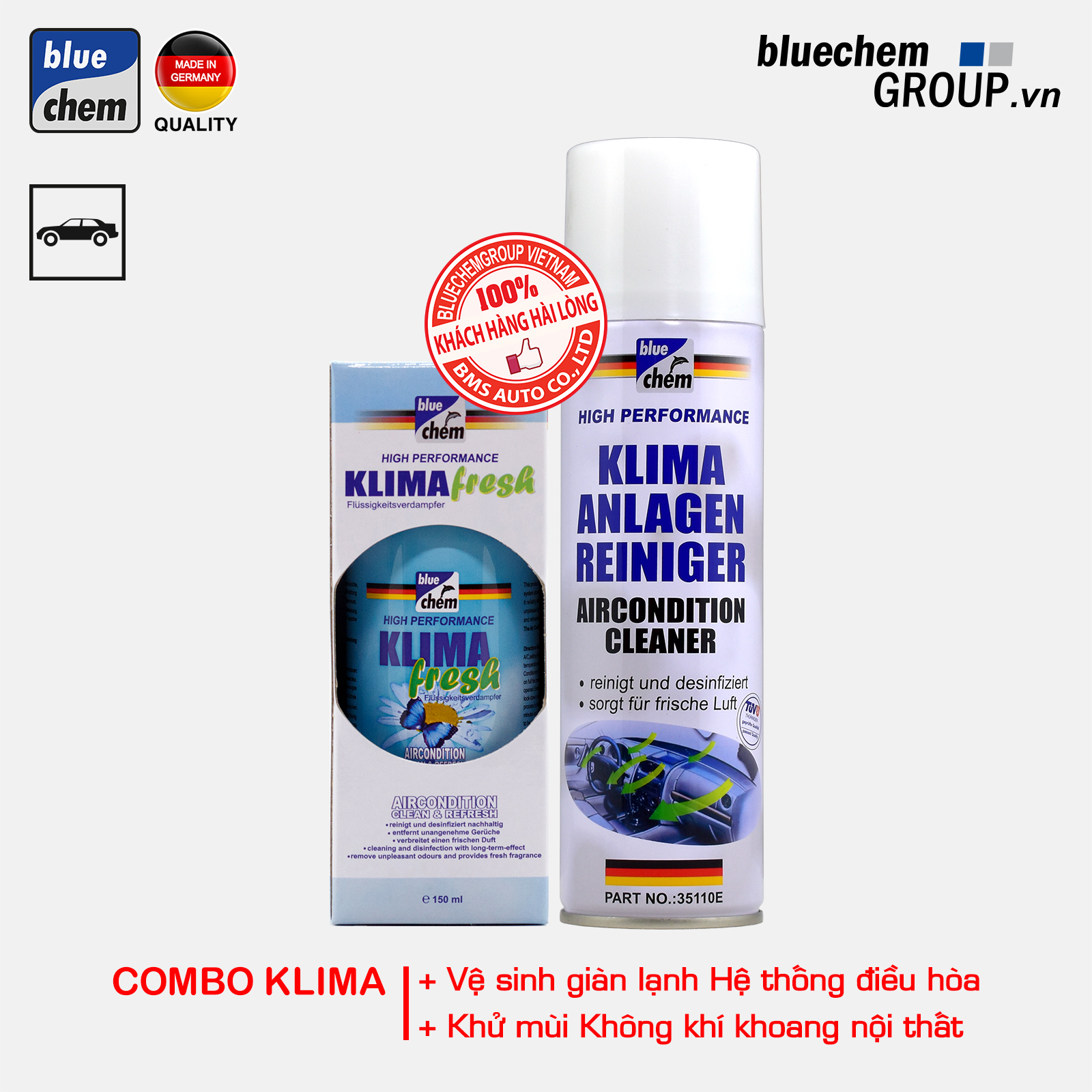 Combo bluechem Vệ sinh giàn lạnh và Khử mùi điều hòa (Combo Klima)