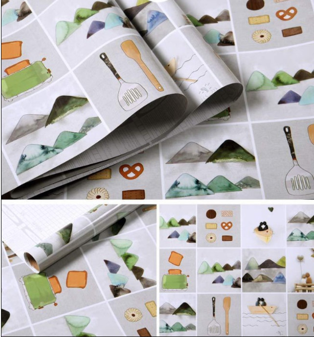 Cuộn 3 Mét Decal Giấy Dán Bếp Tráng Nhôm Cách Nhiệt Sông Núi