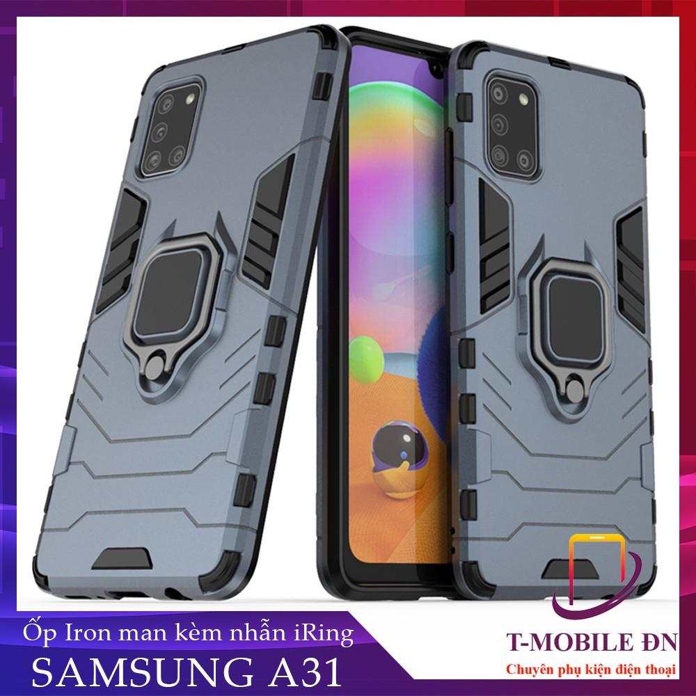 Ốp lưng cho Samsung A31 iron man chống sốc kèm nhẫn xoay chống xem video bảo vệ camera