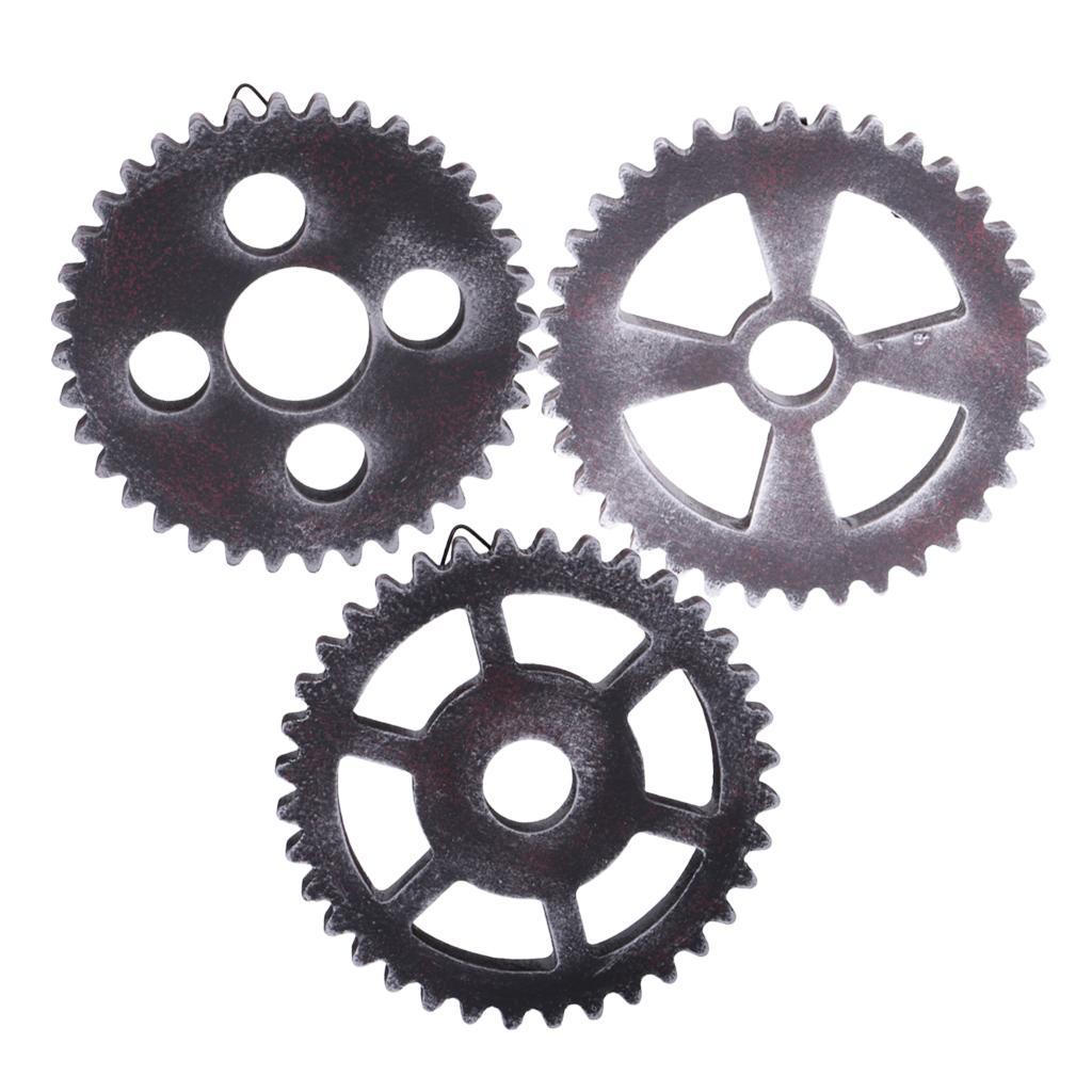 3Pcs Retro Industrial Design Steampunk Wooden Gears 12cm for Home Decorative