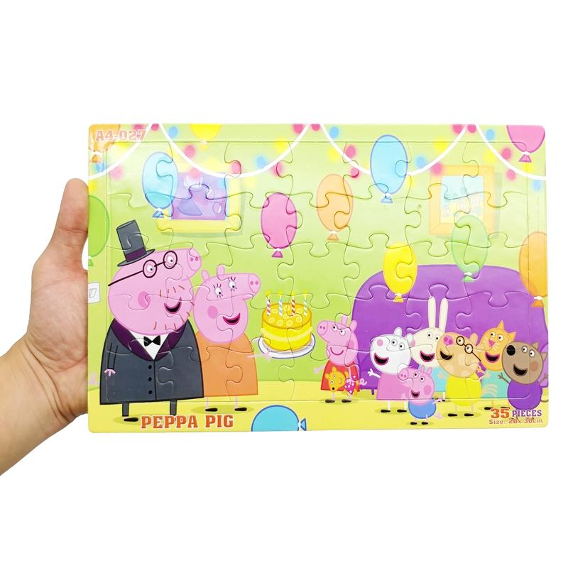 Bộ Xếp Hình Khổ A4 Puzzle Minh Châu 35-027 - Peppa Pig (35 Mảnh Ghép)