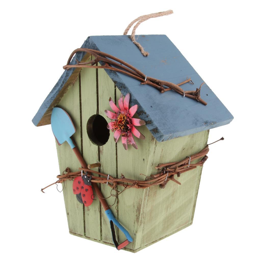 2 x Decorative Bird House, Hanging House Bird Feeder with Hanging Rope