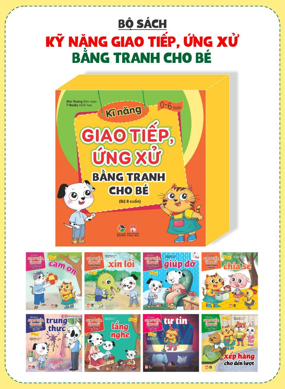 Kỹ năng giao tiếp ứng xử bằng tranh cho bé ( Bộ hộp 8 cuốn )