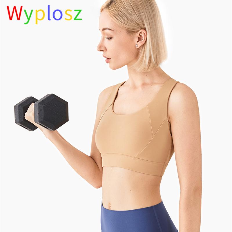 Wyplosz Nude Chặt Tập Thể Dục Thể Thao Áo Chạy Thể Thao Hàng Đầu Gợi Cảm Áo Ngực Thể Thao Nữ 6 Dây Chéo Thun Crop đầu Đẩy Lên Áo