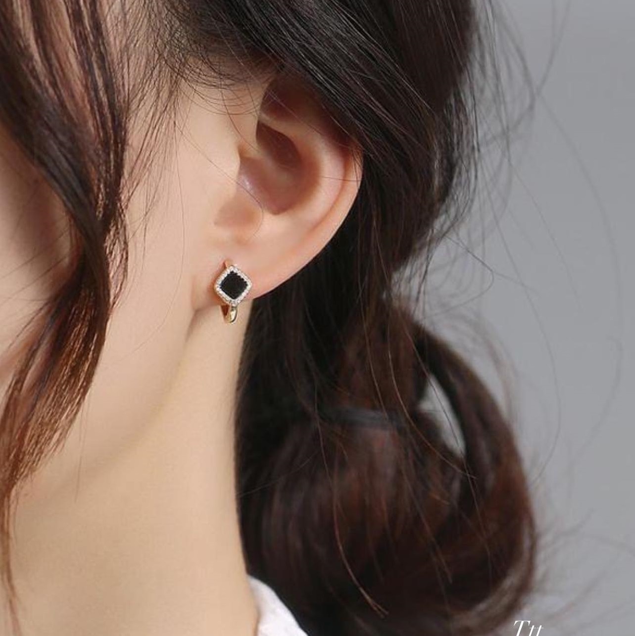 Bông tai bạc khuyên tròn thời trang chất liệu bằng bạc s925 MS060c