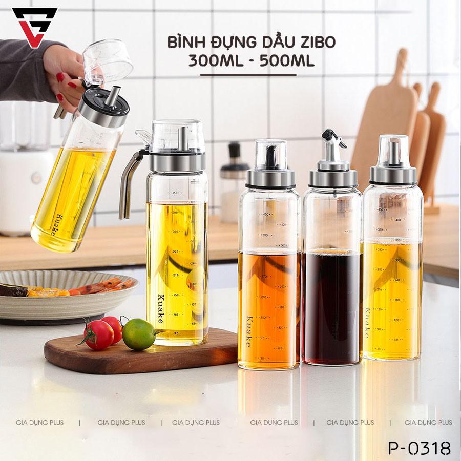 Bình đựng dầu ăn, nước mắm thuỷ tinh borosilicate (chịu nhiệt, chịu lực tốt) tay cầm &amp; viền inox 304 cao cấp