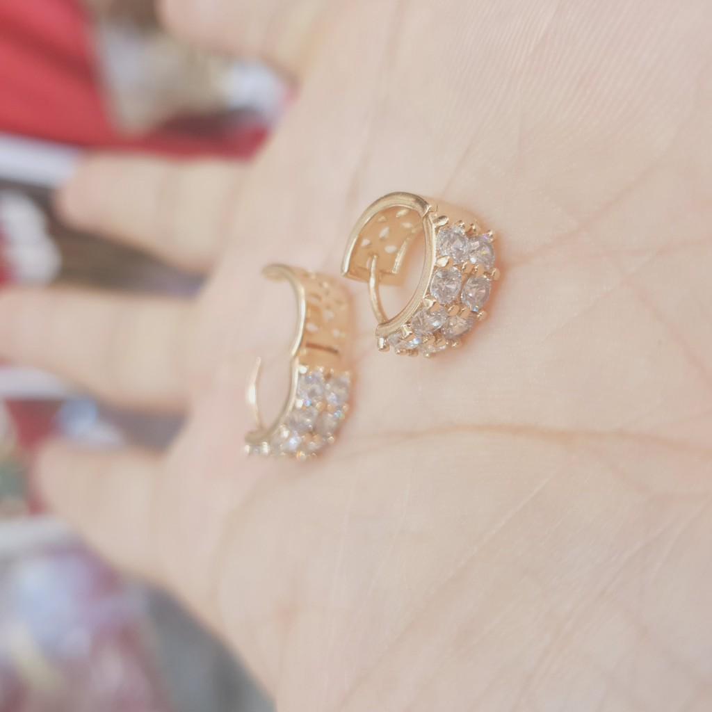 Khuyên Tai Mặt Xoàn Trắng Full Cao Cấp- Dùng tắm rửa thoải mái không phai