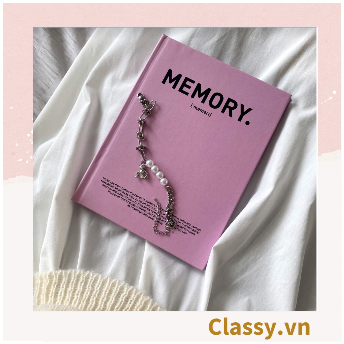 Sổ dán gáy bìa cứng - Classy Notebook ghi chép A5 100 trang bìa tối giản- Giấy kẻ ngang chống lóa mắt in chữ PK1747