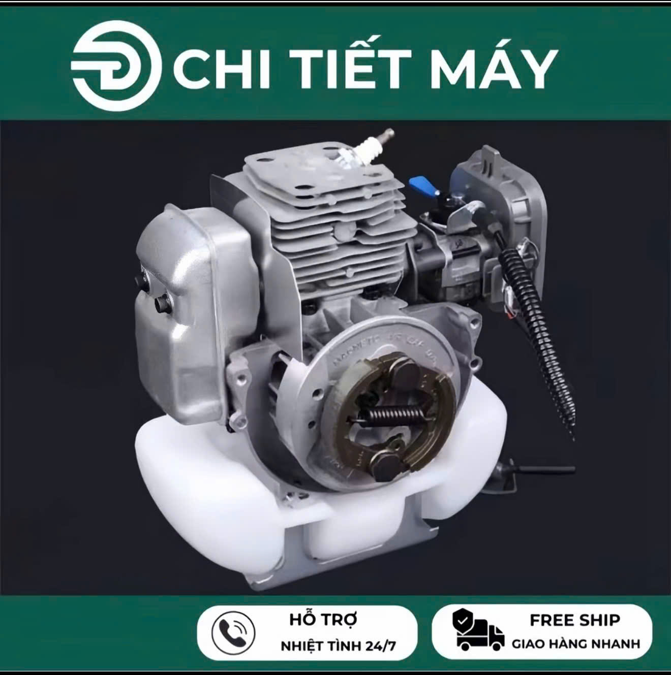 Máy cắt cỏ Huqama 555 Modell mới 2026 động cơ 2 thì 1.65Kw nòng 41.5cm³ trọng lượng 8kg.tặng bát cước.bảo hành 12 tháng