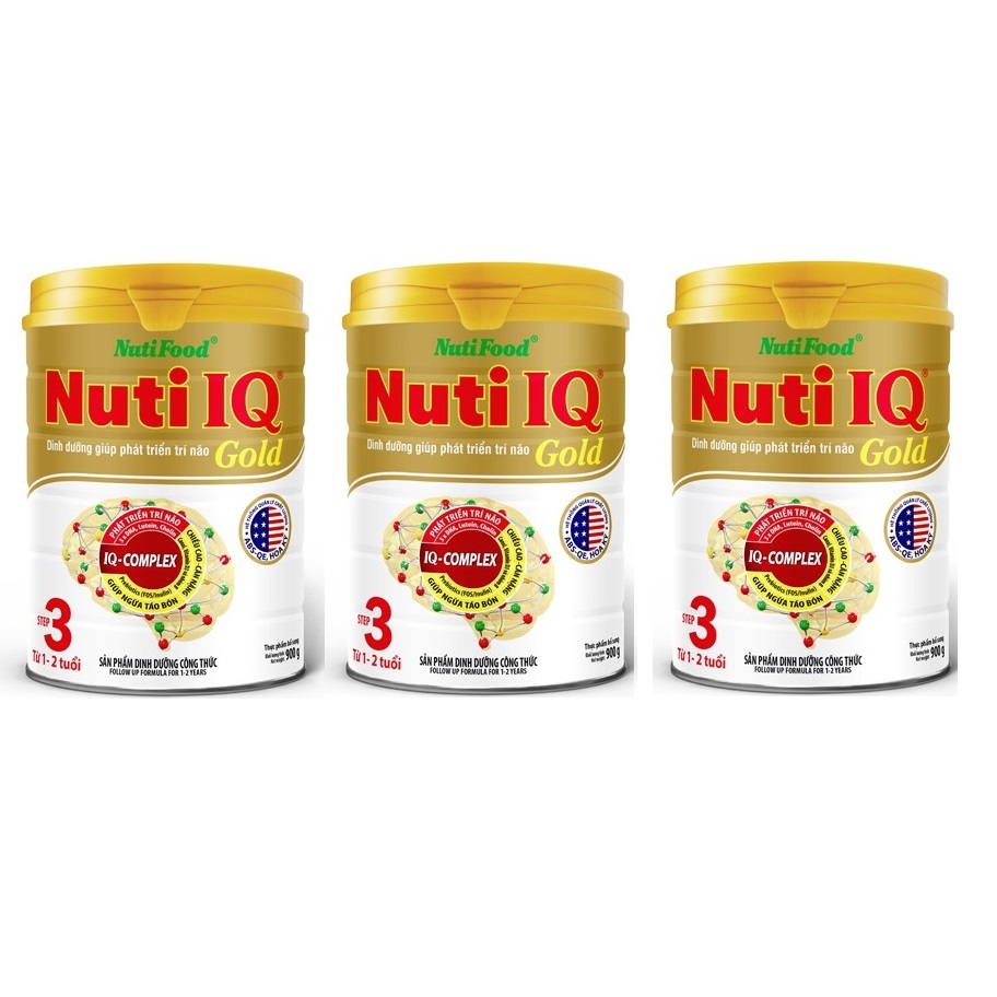 Bộ 3 Lon Sữa Nuti IQ Gold Step 3 900g (trẻ 1-2 Tuổi)