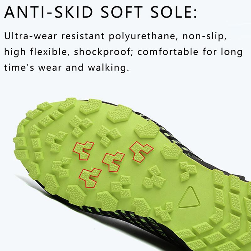 SALUDAS Nam Đường Mòn Chạy Bộ Thoáng Khí Nhẹ Nam Bóng Giày Giày Ngoài Trời Chống Trơn Trượt Chạy Bộ Giày Đi Bộ Color: Black Green Shoe Size: 42