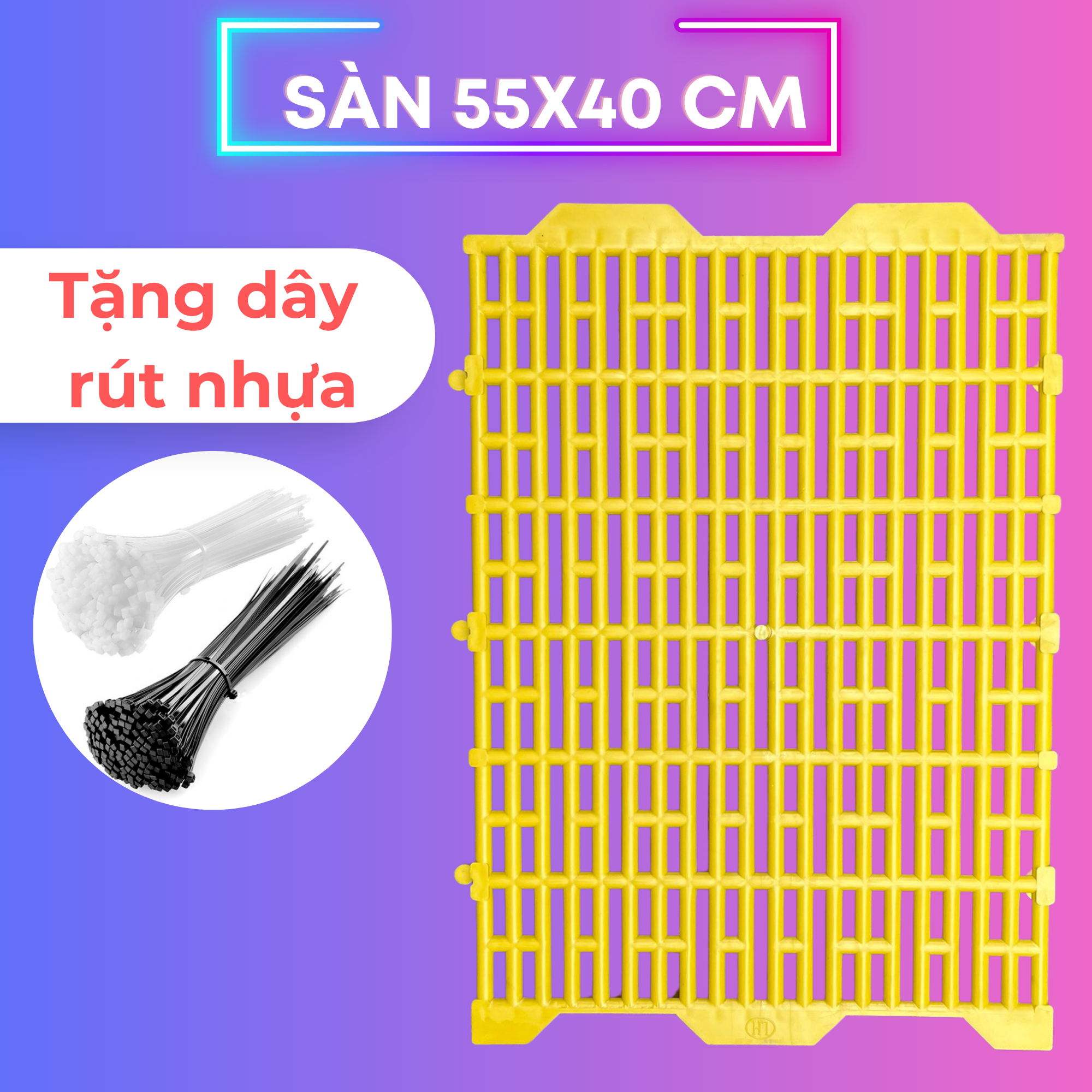 Tấm Nhựa Lót Sàn Chuồng Chó/Heo 40x55cm Bền Chắc Có Nhám Chống Trượt - Bằng Nhựa PP Nguyên Sinh