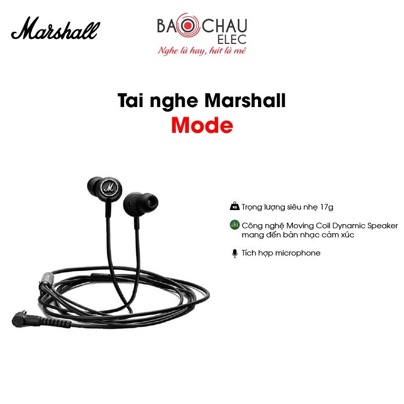 Tai Nghe Nhét Tai Marshall Mode | Âm Thanh Lớn - Thiết Kế Dây Chống Rối - Tích Hợp Microphone - hàng chính hãng