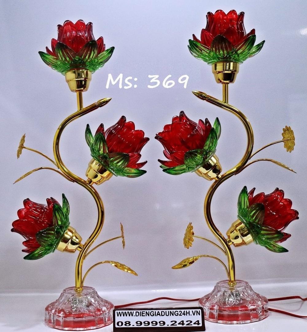 ĐÈN THỜ CÚNG PHA LÊ THUỶ TINH 369 (52cm) 1 CẶP