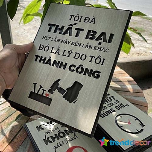Tranh Gỗ Treo Tường Tranh Slogan Tôi Đã Thất Bại Hết Lần Này Đến Lần Khác Đó Là Lý Do Tôi Thành Công.