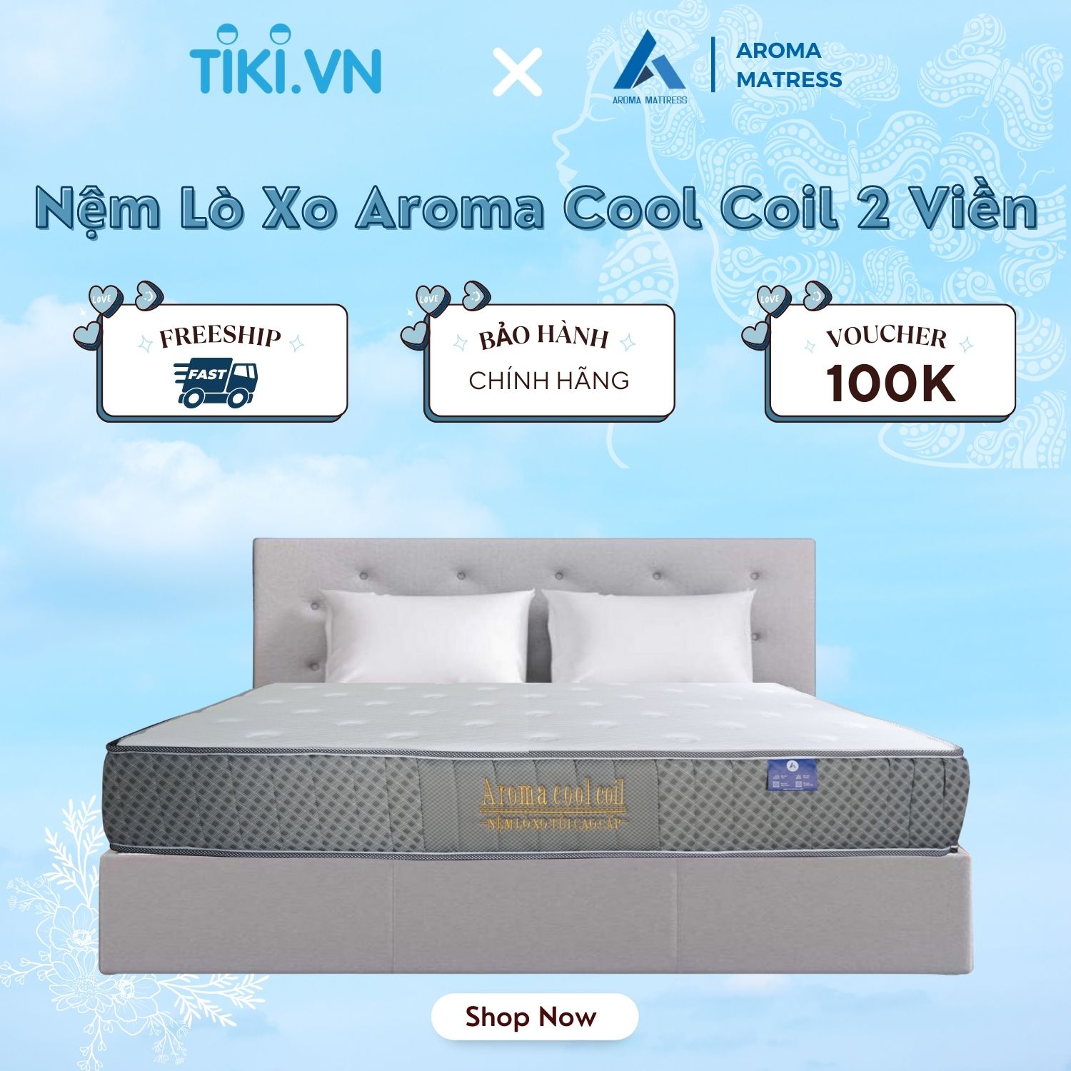 Đệm Lò Xo Túi Độc Lập Aroma Cool Coil 2 Viền