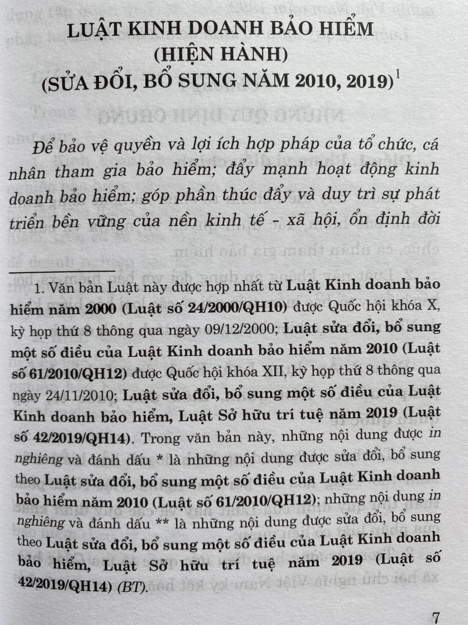 Luật kinh doanh bảo hiểm ( Hiện hành ) ( sửa đổi, bổ sung năm 2010, 2019)