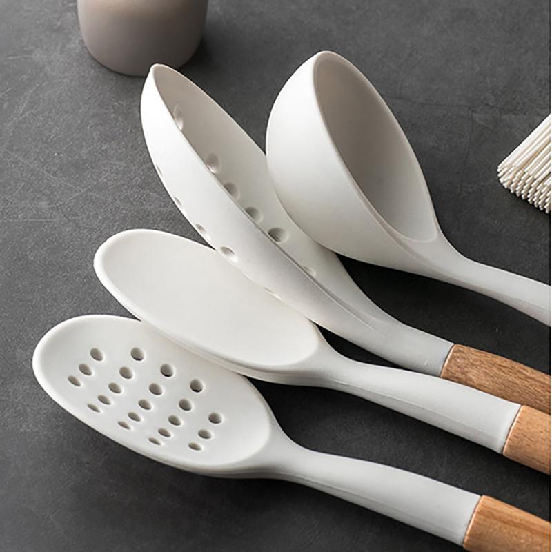 Đặc Biệt Thìa Đũa Cho Không Dính Tay Cầm Gỗ Trắng Dẻo Silicone Đồ Dùng Nhà Bếp Nhà Bếp Dụng Cụ Nấu Ăn Nhà Bếp Phụ Kiện
