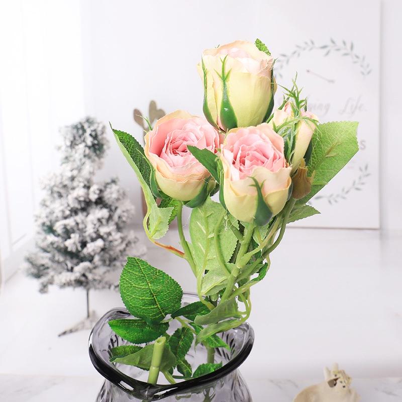 1 Bó Hoa Hồng Giả 4 Đầu Bông Trang Trí Tiệc Cưới