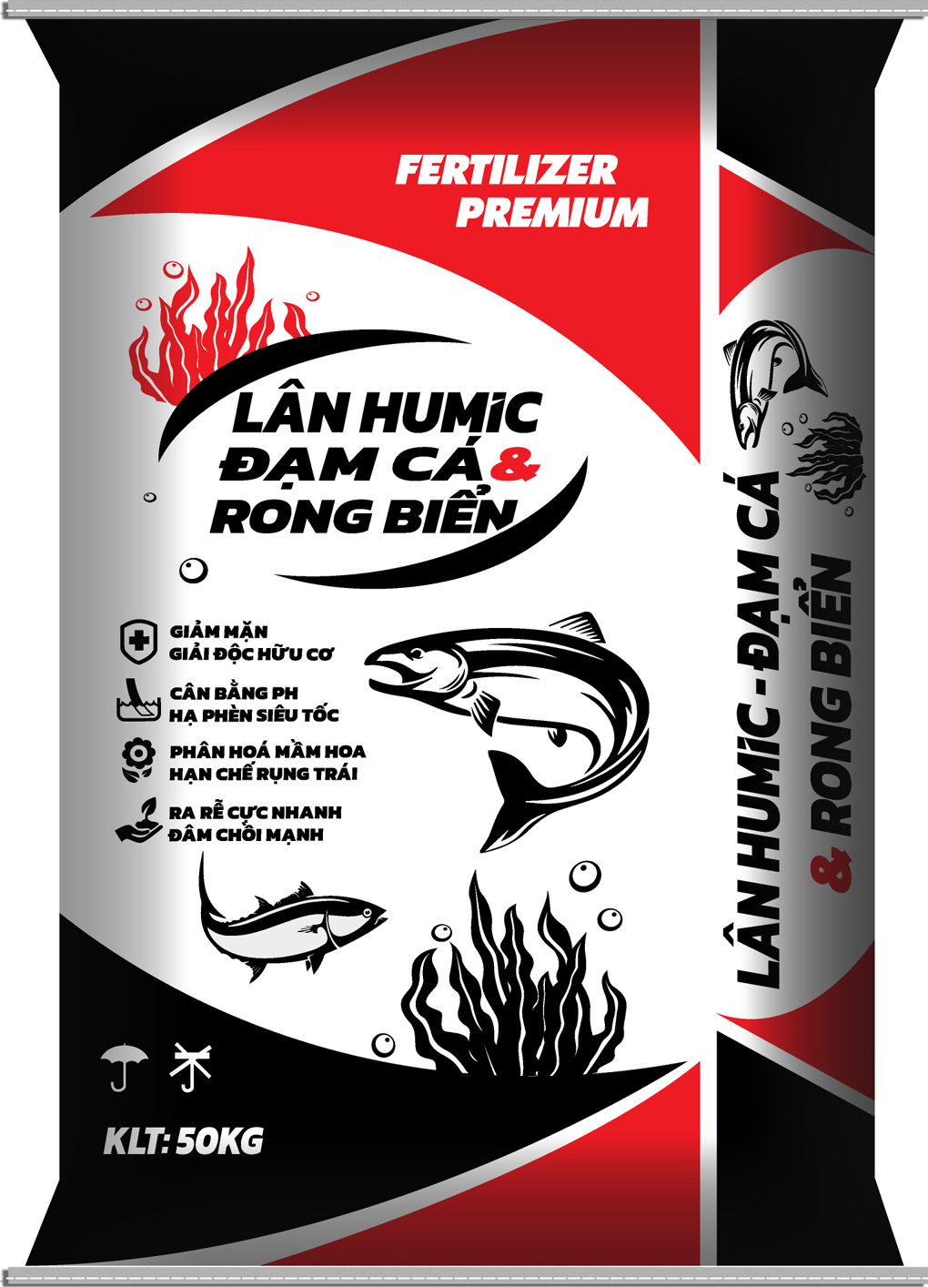 Phân Lân Humic Đạm cá Rong biển | Tốt cho tất cả các loại cây trồng (50kg)