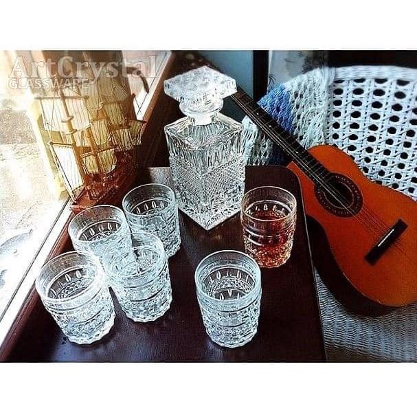 Bộ Bình Rượu Pha Lê Whisky Bohemia Madison, Bộ Bình Ly Thủy Tinh Cao Cấp, Trang Trí Bàn Tiệc, Nhập Tiệp