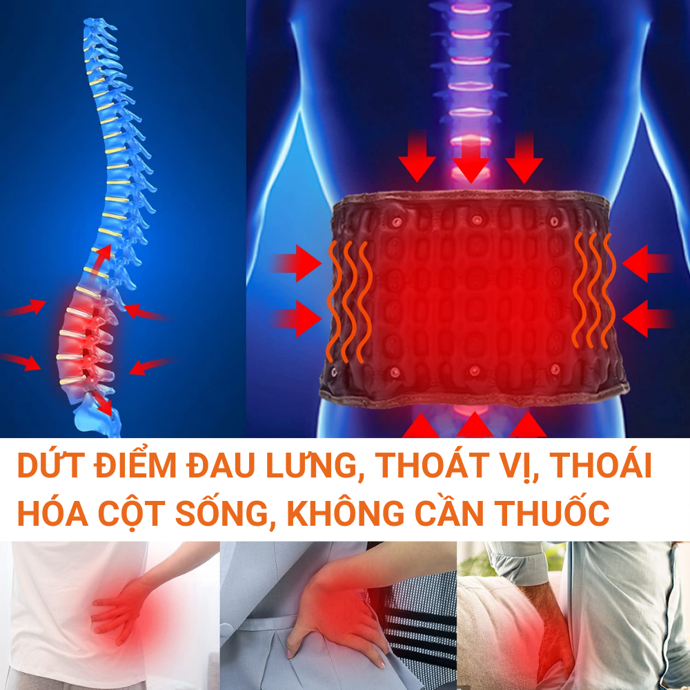 Đai Lưng Cột Sống HAILICE Massage &quot;Rung Nhiệt&quot; Hồng Ngoại hết Thoát Vị Đĩa Đệm, Tập Gym THStorm