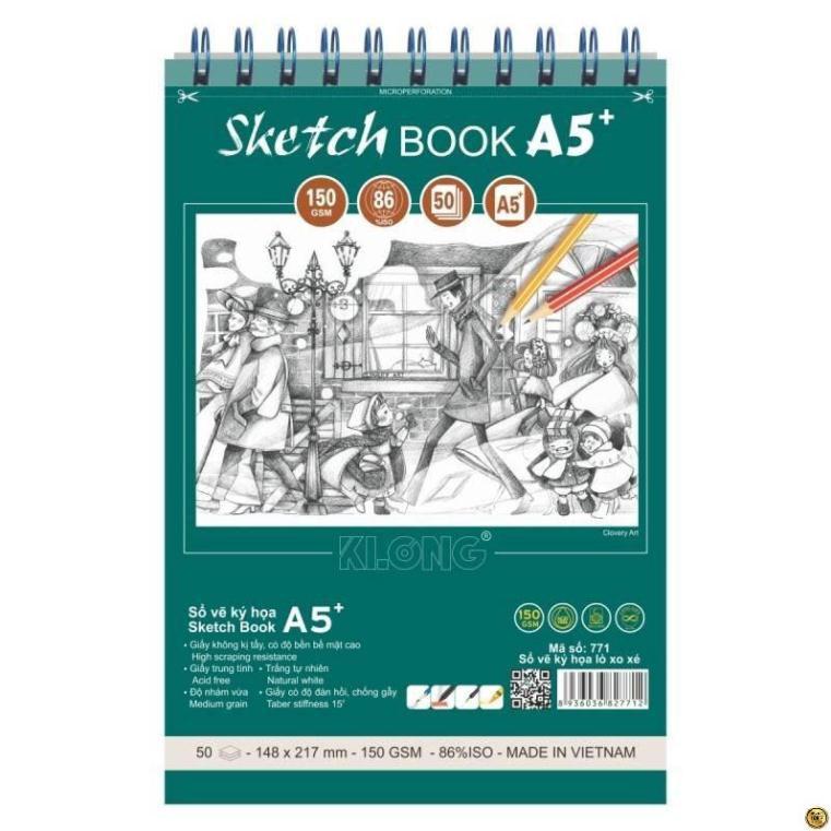 Sổ vẽ ký họa Sketch 50 tờ A5+ 150GSM; MS: 771