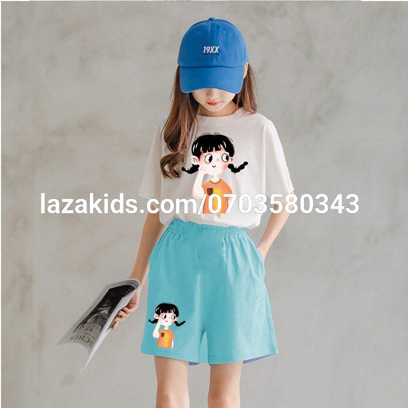 Bộ quần áo hè dành cho bé gái 6-12 tuổi . Xinh xắn, đáng yêu, thoáng mát KIDS GENZ-thun cao cấp 4 chiều chính phẩm