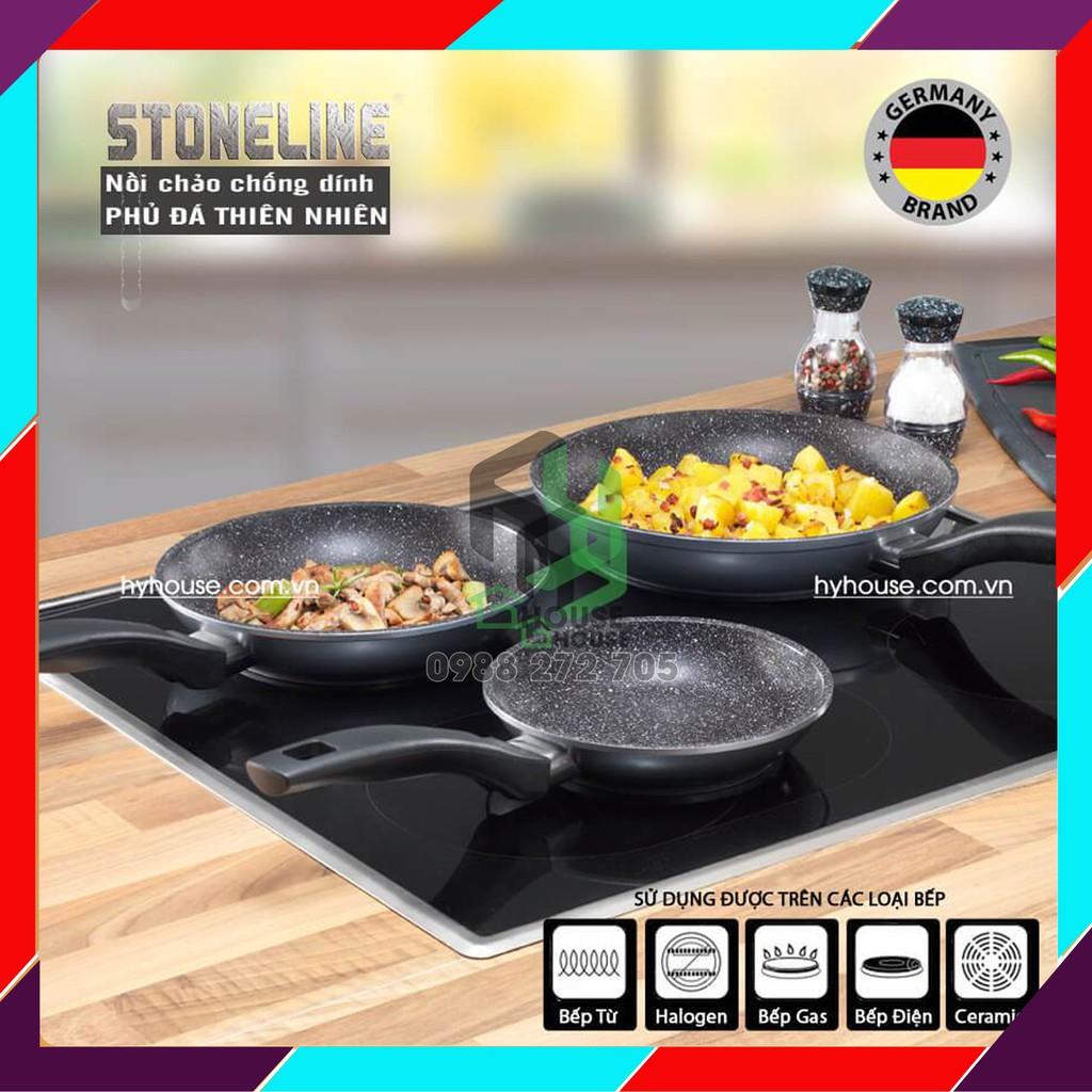 Bộ nồi chảo chống dính dùng bếp từ phủ đá thiên nhiên STONELINE @6588 - 2 chảo, 3 nồi , 3 nắp