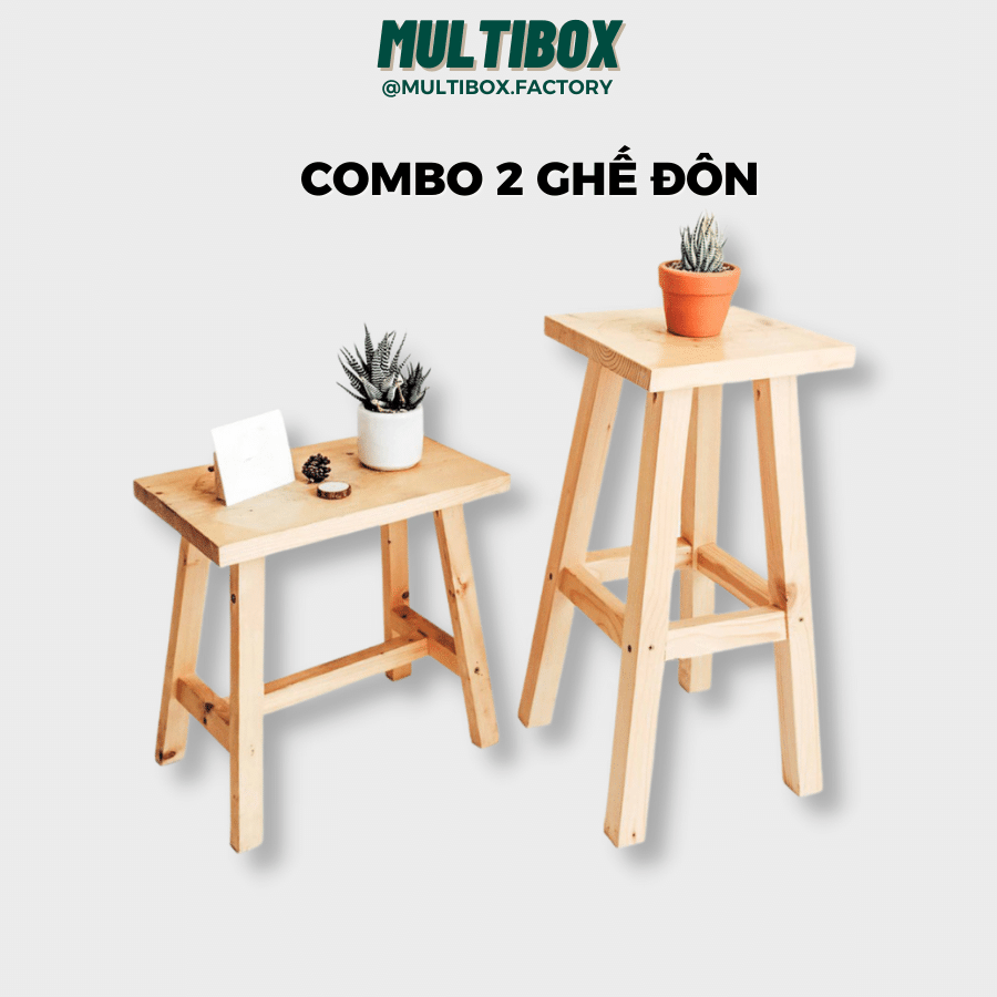 Combo 2 Ghế Đôn Đa Năng MultiBox, Ghế Ngồi Quầy Bar Hoặc Ban Công Chung Cư, Đôn Gỗ Trang Trí Nhà Cửa