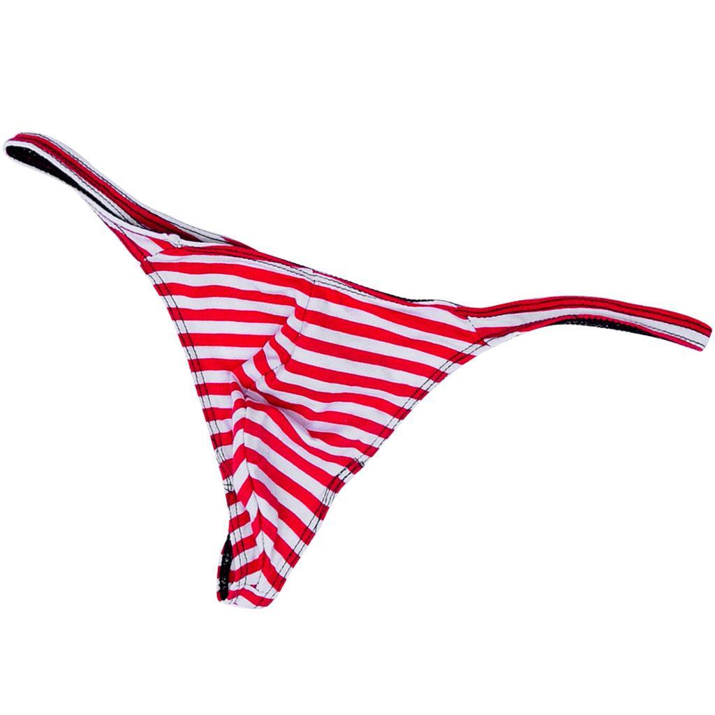 2-3pack Men's Sexy G-string Underwear T-back Thongs Briefs Red White Striped
