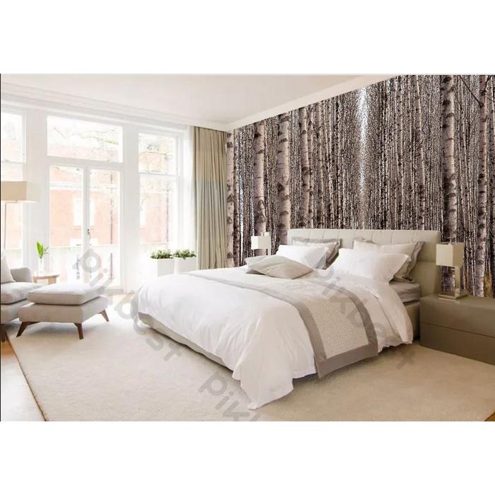 Tranh dán tường Phong cách Bắc Âu hàng cây nối dài, tranh dán tường 3d hiện đại MS892805