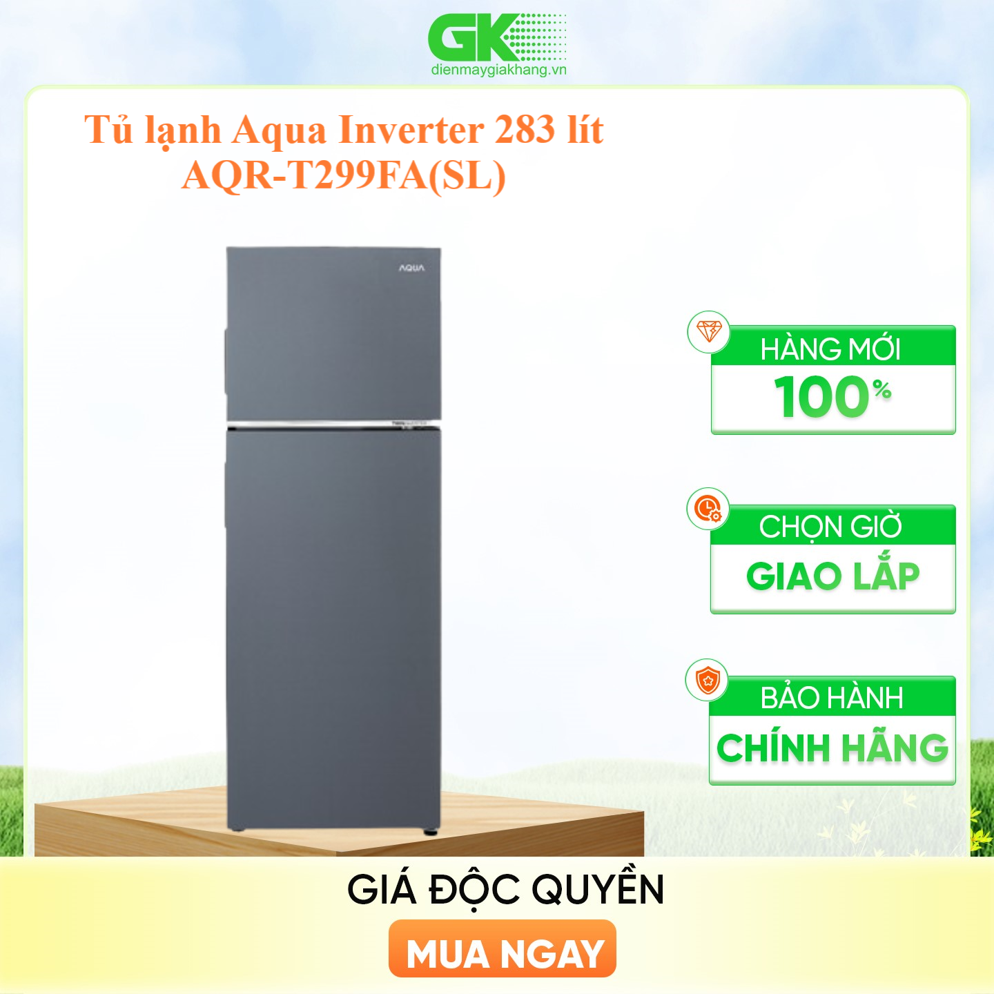 AQR-T299FA(SL) - Tủ lạnh Aqua Inverter 283 lít AQR-T299FA(SL) - Hàng Chính Hãng - Chỉ Giao Hồ Chí Minh