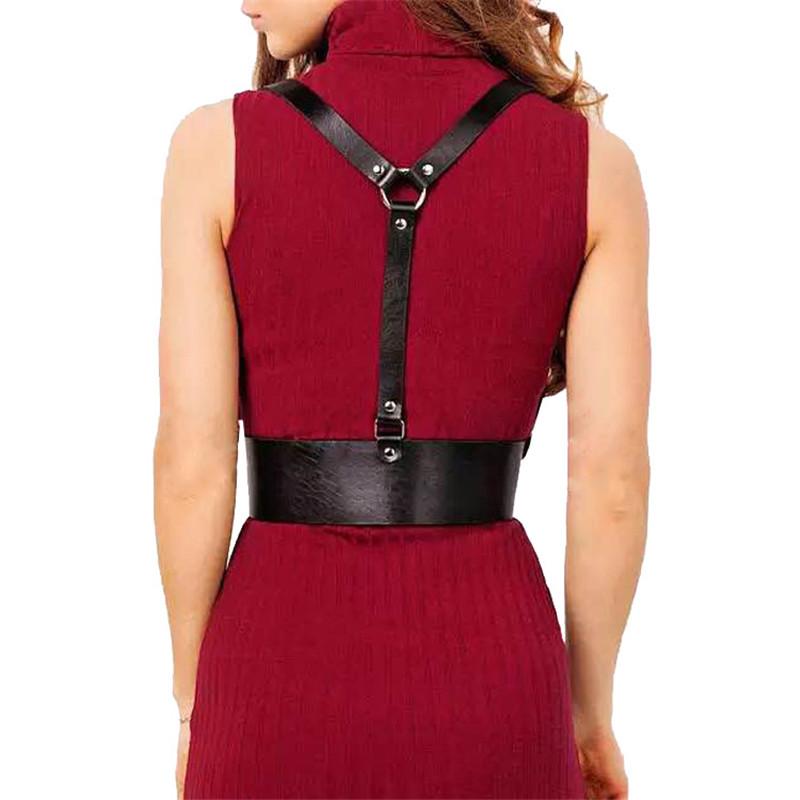 HATCYGGO Nữ Da Dây An Toàn Toàn Thân Punk Body Nữ Mối Ràng Buộc Ngực Thắt Lưng Quần Lót Dây Đeo Rộng Dây Cummerbund Đen Dây Nịt Thon Gọn