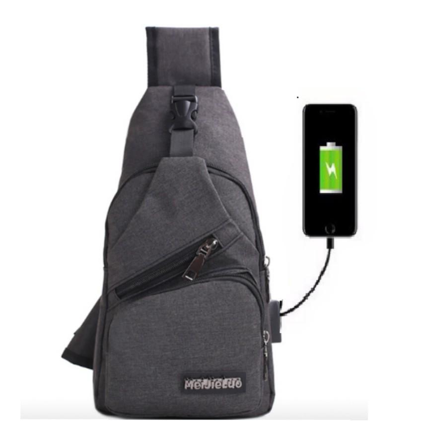 Túi đeo chéo nam nữ thời trang 4 ngăn có cổng USB 208204