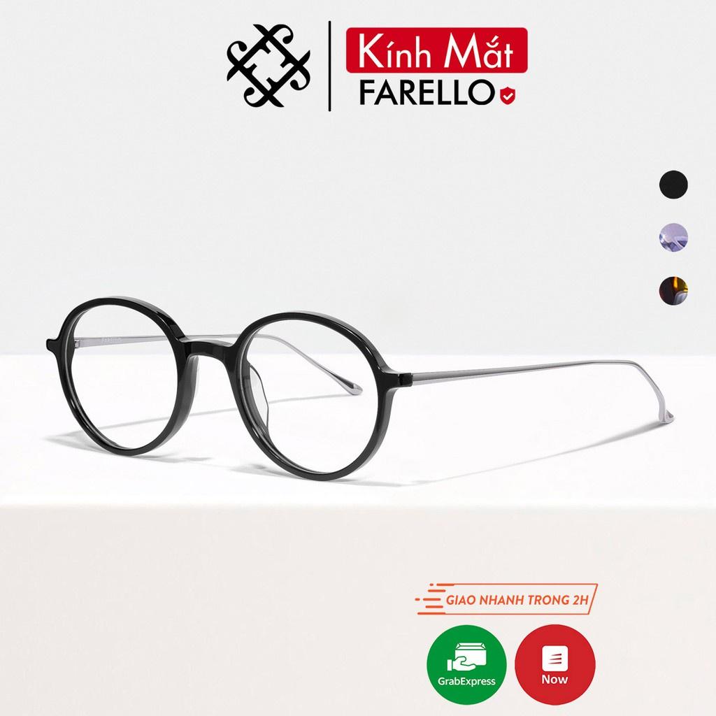 Gọng kính nam nữ cao cấp FARELLO Rondo mắt tròn Acetate thiết kế tinh tế phù hợp mặt nhỏ