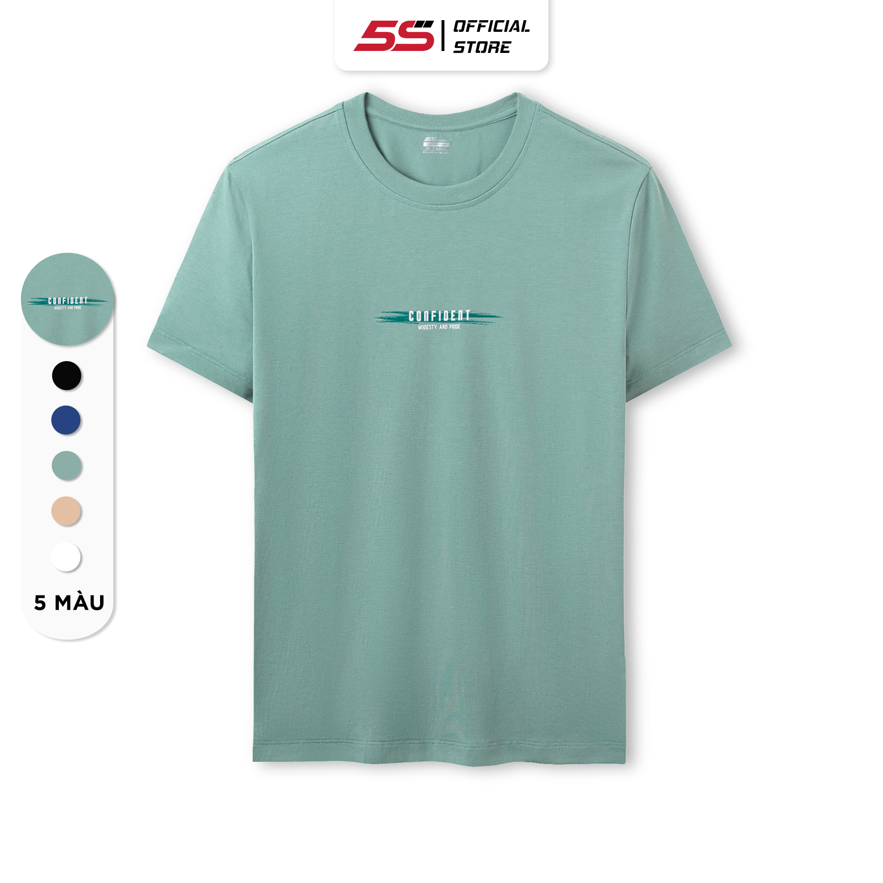Áo Thun Nam Ngắn Tay 5S CONFIDENT, Chất Liệu Cotton Thoáng Mát, Co Giãn, Thiết Kế In Trẻ Trung (TSO23014)
