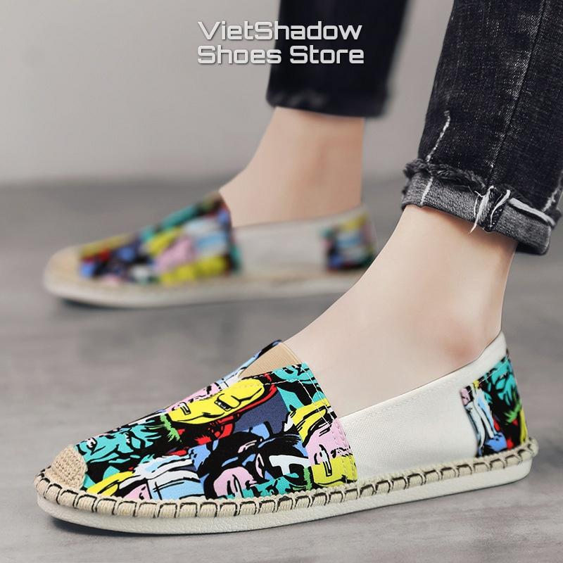 Slip on cói nam - Giày lười vải nam in họa tiết - Chất liệu vải bố sợi cotton, đế cao su TPU - Mã SP 2919/2920