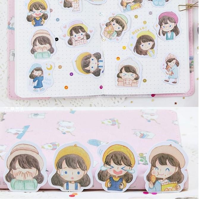 Hộp 45 Miếng Nhãn Dán Sticker Cô Gái Sugar