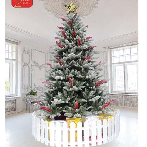 Cây thông noel PE phủ tuyết gắn trái đỏ 1m5 - Cây tự động bung - Loại cây đẹp sang trọng