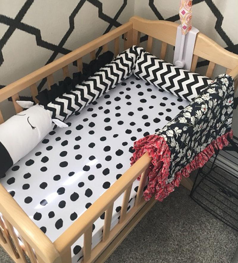 2M/3M Gối Cho Bé Sơ Sinh Giường Cũi Ốp Lưng Đen Trắng Ngựa Vằn Trẻ Em Giường An Toàn Vụ Tai Nạn Hàng Rào Đệm trẻ em Trang Trí Phòng Đồ Chơi