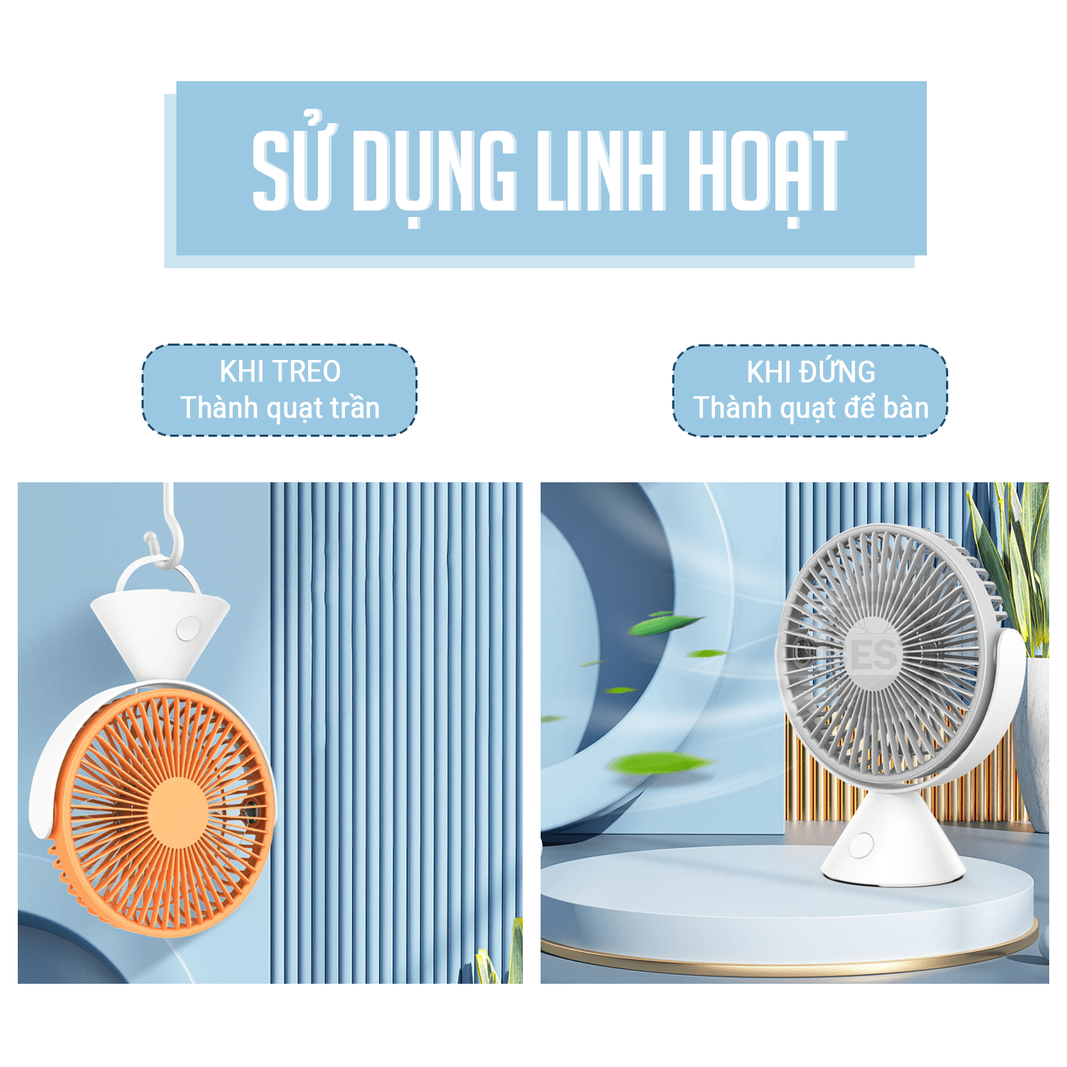 Quạt Mini Để Bàn, Quạt Tích Điện Sạc Usb, Quạt Treo Tường, Quạt Cầm Tay Teement, Không Ồn, Pin Khủng, Kiểu Dáng Sang Trọng - Hàng Chính Hãng