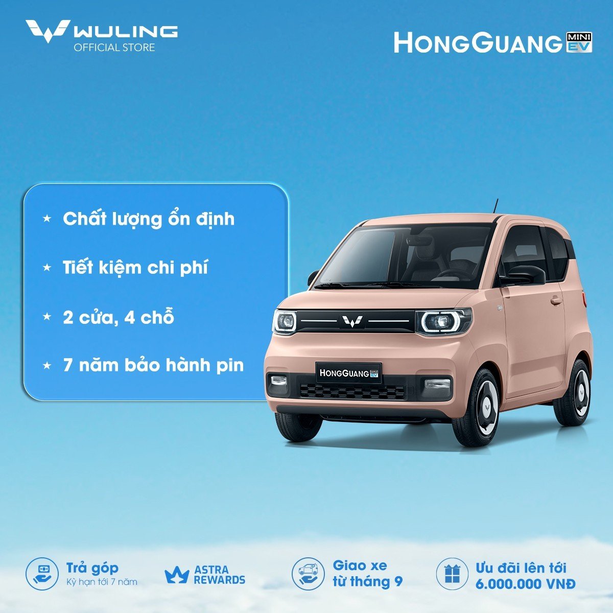 Phiếu đặt cọc [LV2-170km] Ô tô điện Wuling Mini EV