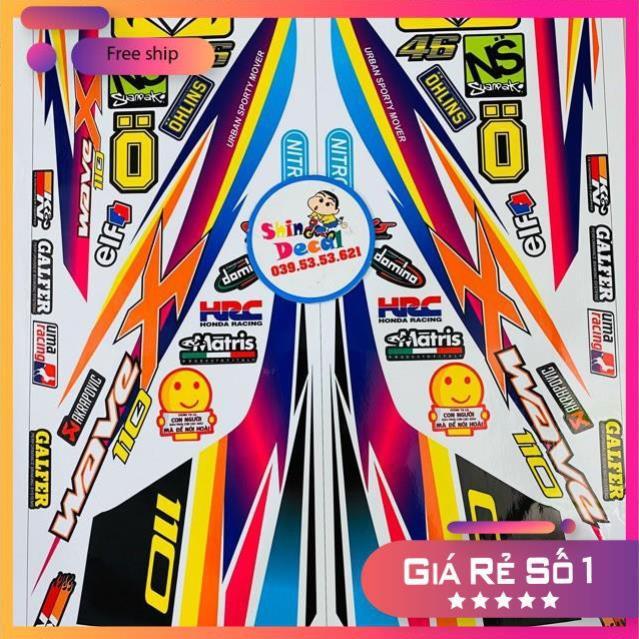 Tem rời Wave chữ X 110 2017 đến 2020 dán xe trắng bảo hành màu sắc vĩnh viễn